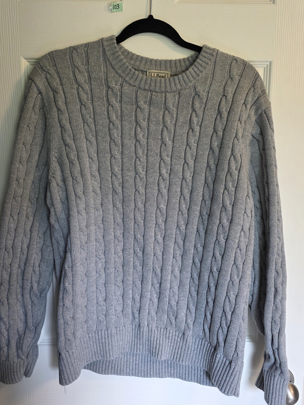 L.L. Bean Men's Cable-Knit Crewneck Sweater - Light Gray